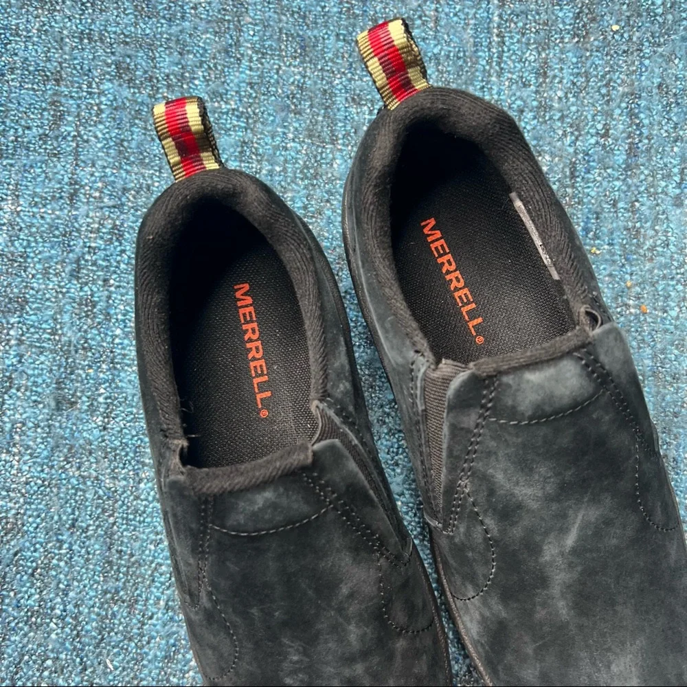 Merrell Jungle Moc Slip On Shoes in Black Suede Leather Womens 6.5 Outdoors Hike